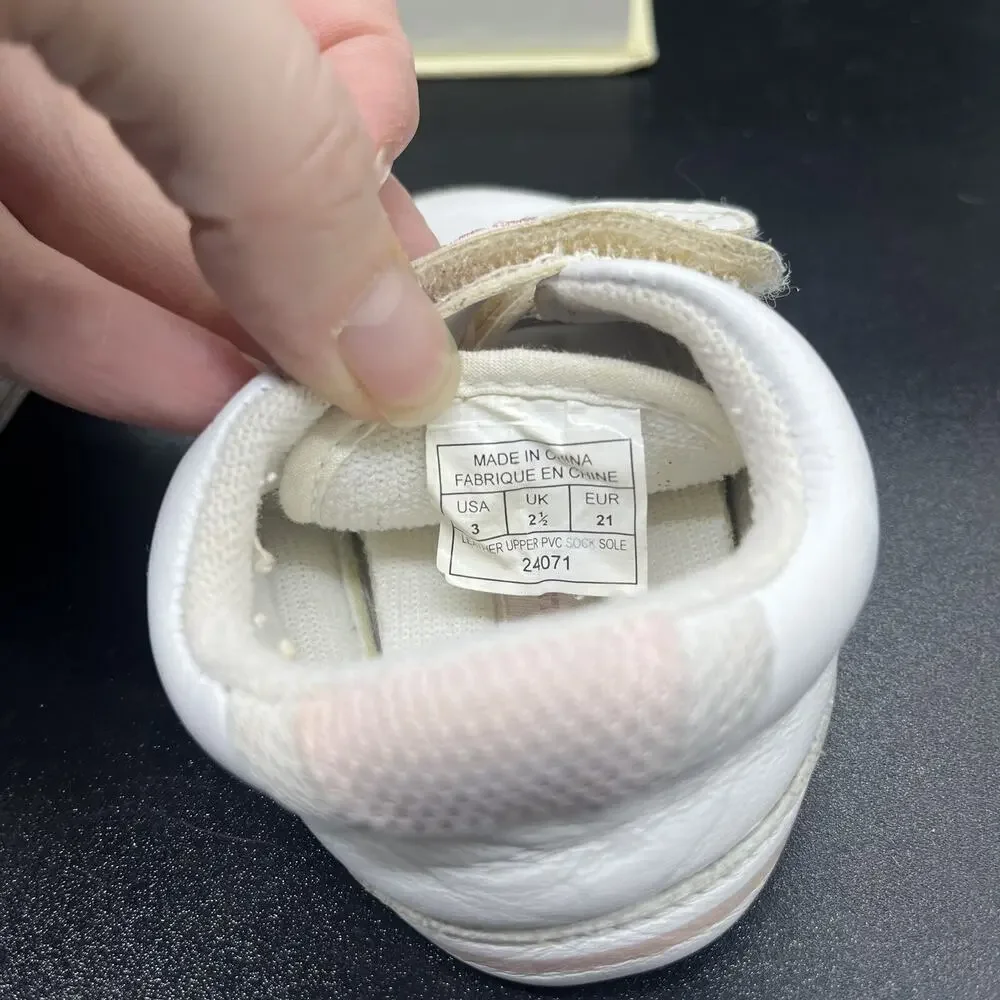 Polo Ralph Lauren Baby Crib Shoes Vintage Box White Pink Size 3